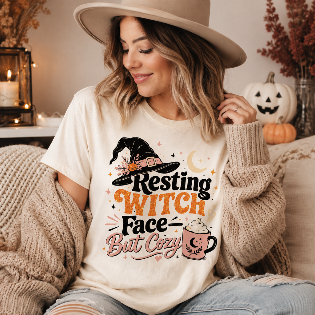 Resting Witch Face But Cozy Halloween Shirt, Spooky Season Graphic Tee
