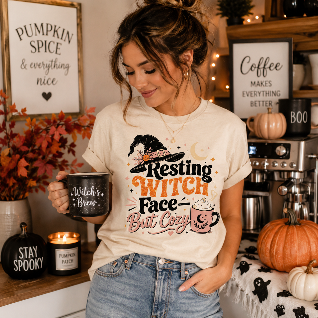 Resting Witch Face But Cozy Halloween Shirt, Spooky Season Graphic Tee