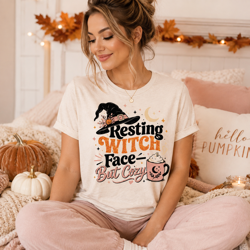 Resting Witch Face But Cozy Halloween Shirt, Spooky Season Graphic Tee