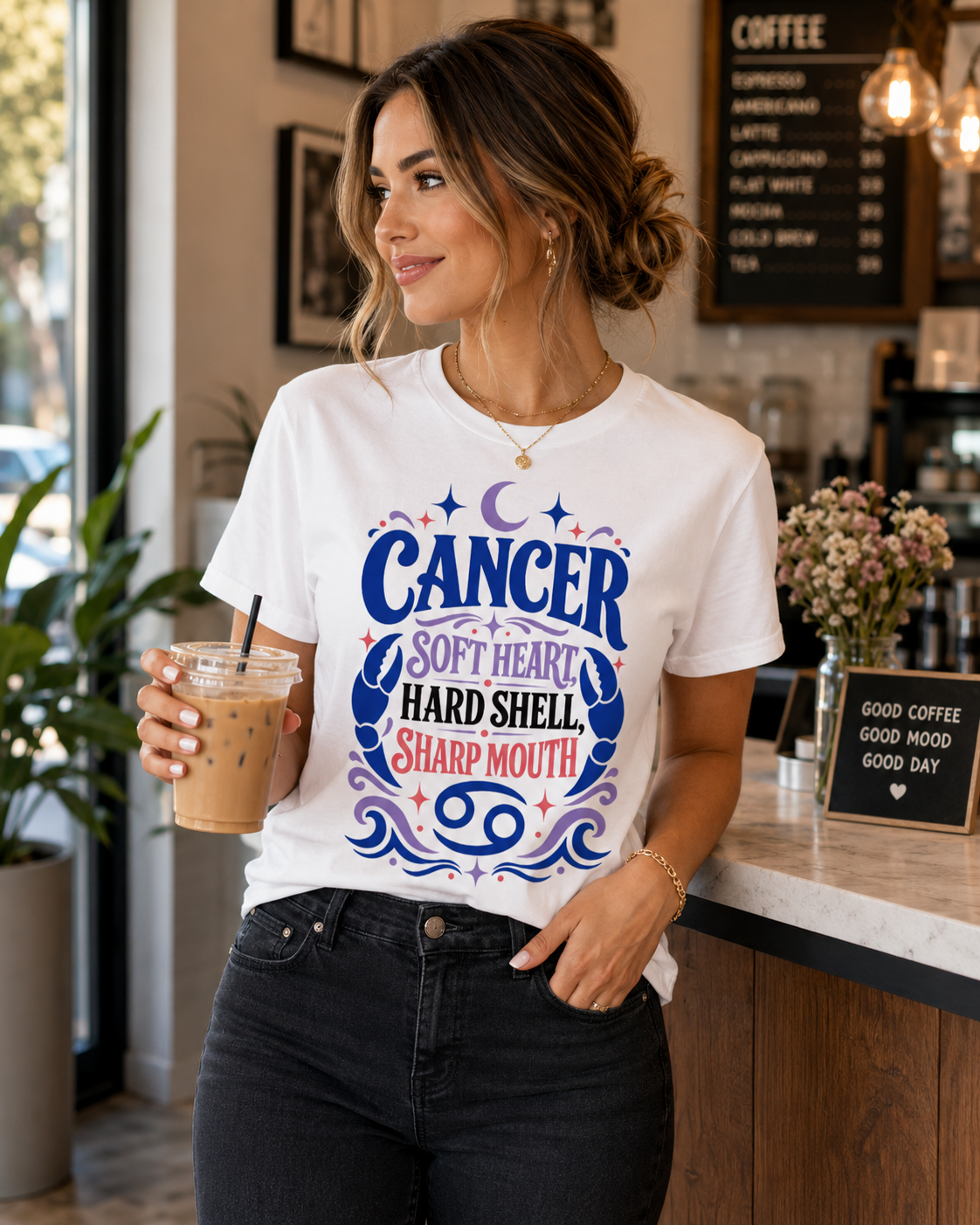 Cancer Zodiac Shirt, Soft Heart Hard Shell Sharp Mouth Tee,  Astrology T-Shirt, Sassy Birthday Tee