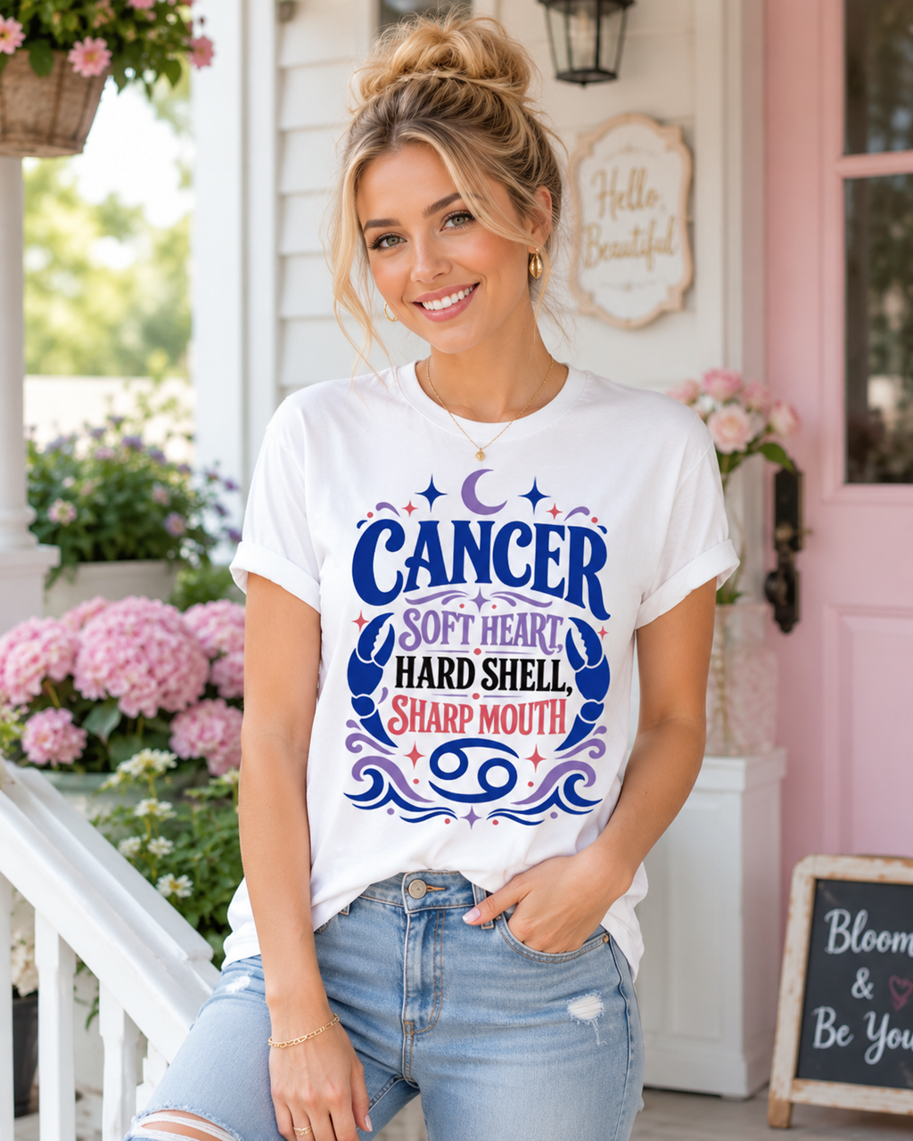 Cancer Zodiac Shirt, Soft Heart Hard Shell Sharp Mouth Tee,  Astrology T-Shirt, Sassy Birthday Tee