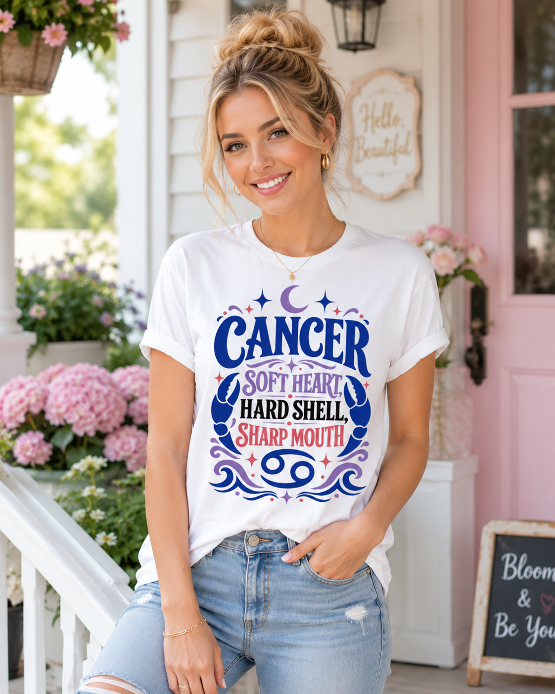 Cancer Zodiac Shirt, Soft Heart Hard Shell Sharp Mouth Tee,  Astrology T-Shirt, Sassy Birthday Tee