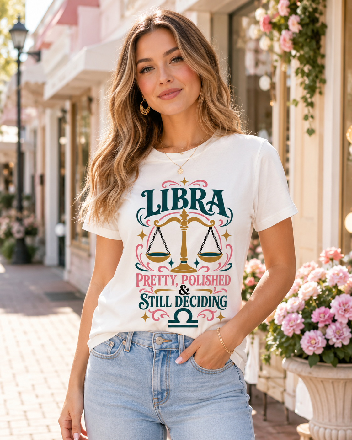 Libra Zodiac Shirt, Pretty Polished Still Deciding Tee, Libra Birthday Gift, Sassy Astrology Graphic Tee, Women’s Zodiac Shirt