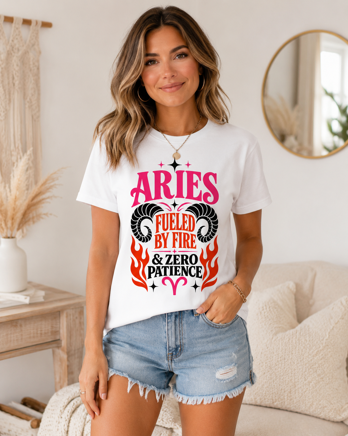 Aries Zodiac Shirt, Fueled by Fire & Zero Patience Tee, Sassy Astrology T-Shirt, Aries Birthday Gift for Her