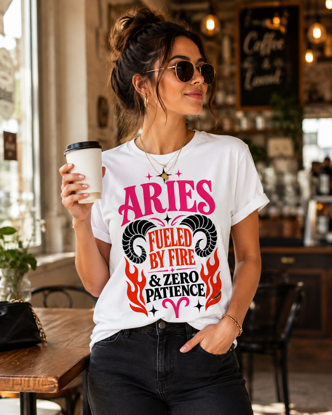 Aries Zodiac Shirt, Fueled by Fire & Zero Patience Tee, Sassy Astrology T-Shirt, Aries Birthday Gift for Her