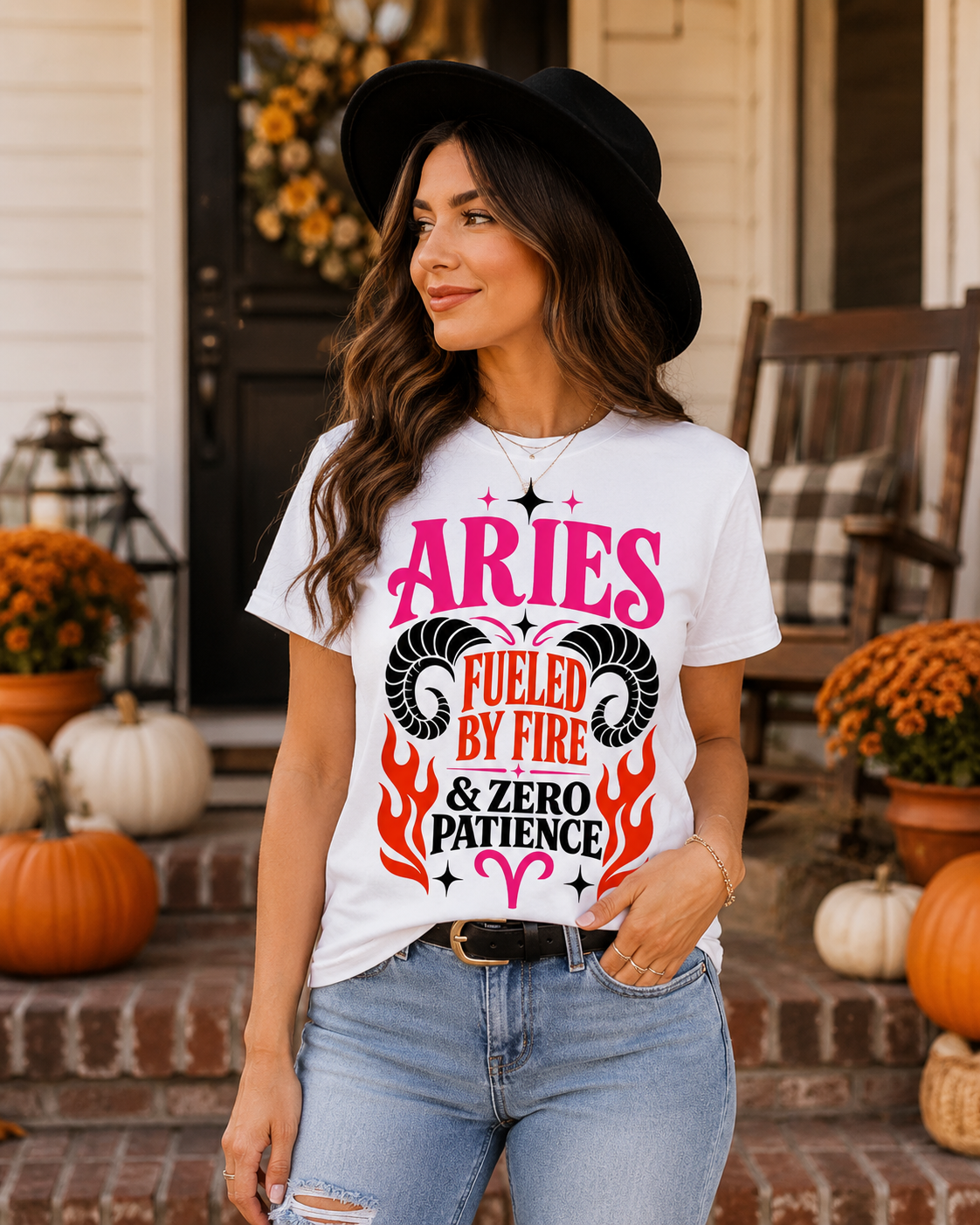 Aries Zodiac Shirt, Fueled by Fire & Zero Patience Tee, Sassy Astrology T-Shirt, Aries Birthday Gift for Her