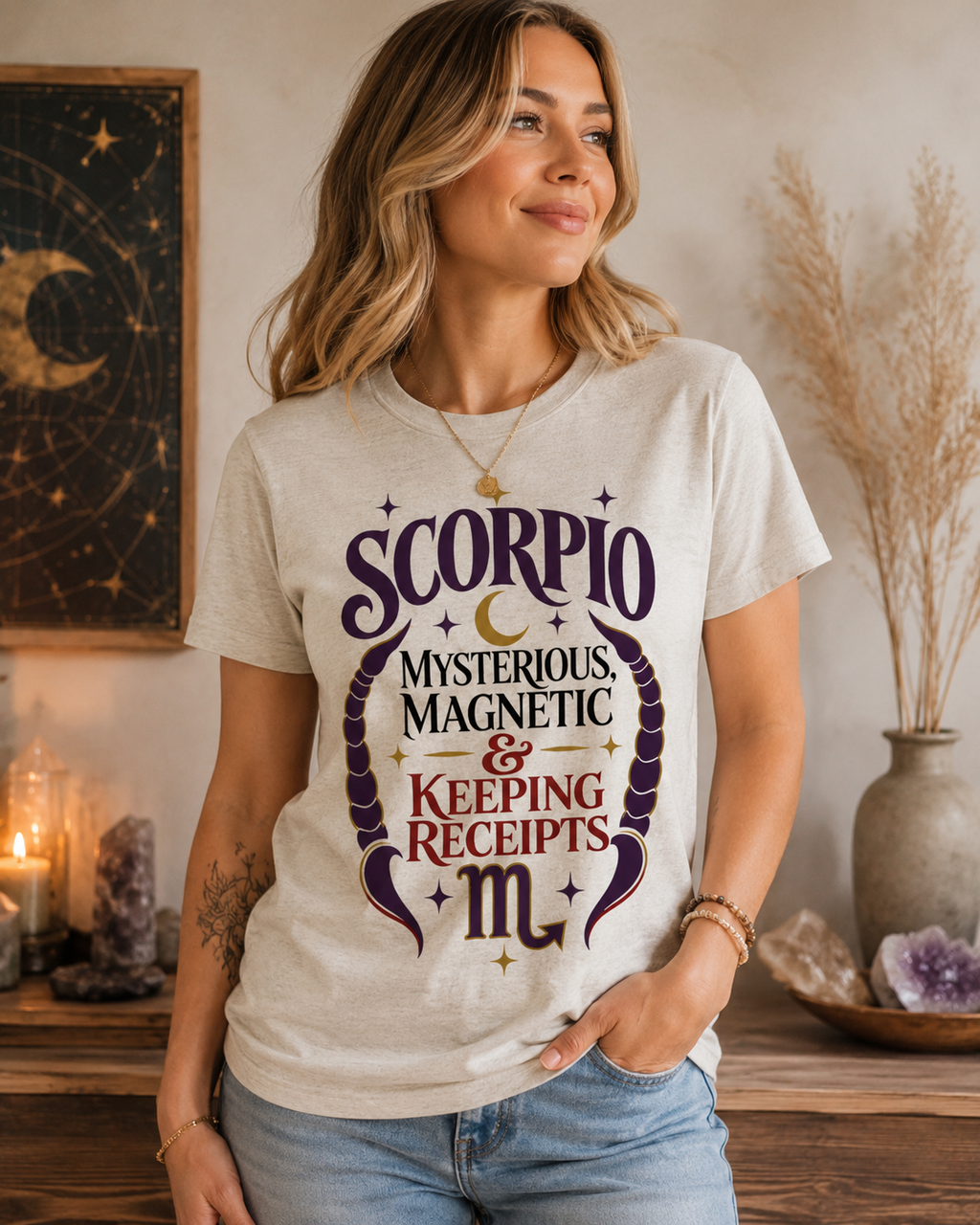 Scorpio Zodiac Shirt, Mysterious Magnetic Keeping Receipts Tee, Sassy Astrology T-Shirt, Scorpio Birthday Gift, Zodiac Graphic Tee
