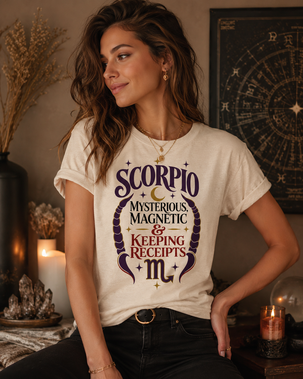 Scorpio Zodiac Shirt, Mysterious Magnetic Keeping Receipts Tee, Sassy Astrology T-Shirt, Scorpio Birthday Gift, Zodiac Graphic Tee