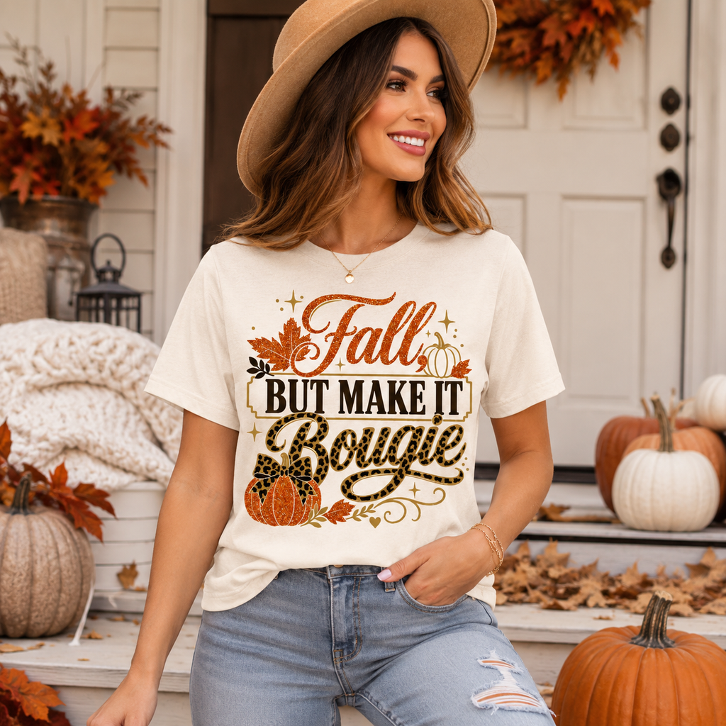Leopard Pumpkin Fall Shirt, Bougie Autumn Heat Transfer Tee