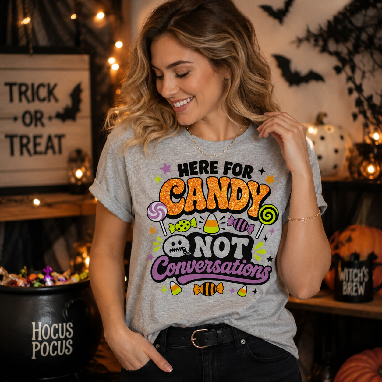 Funny Halloween Candy Shirt Sarcastic Introvert Spooky Season Tee