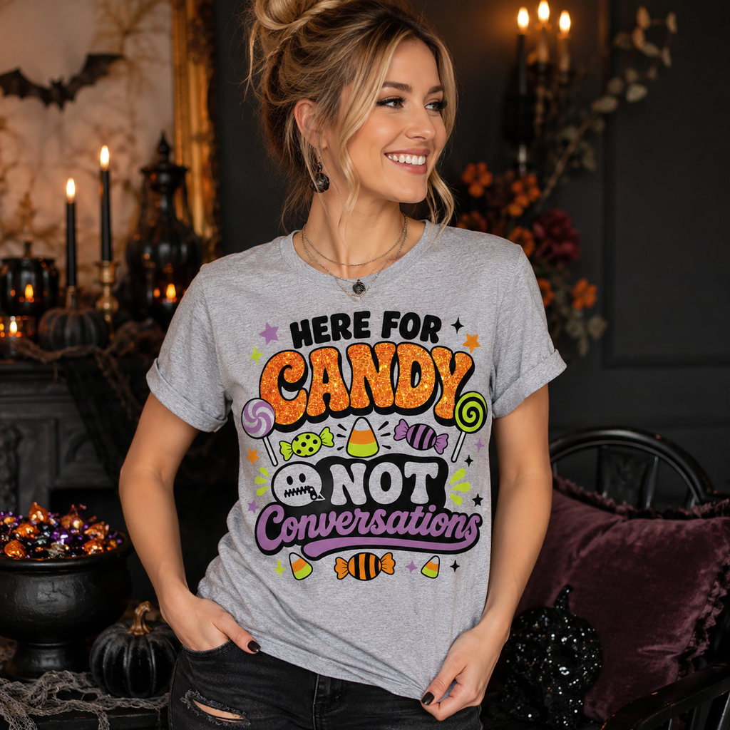 Funny Halloween Candy Shirt Sarcastic Introvert Spooky Season Tee