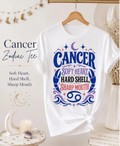 Cancer Zodiac Shirt, Soft Heart Hard Shell Sharp Mouth Tee,  Astrology T-Shirt, Sassy Birthday Tee