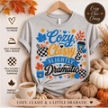 Gray Autumn Graphic Tee Checkered Pumpkin Black Glitter Vinyl