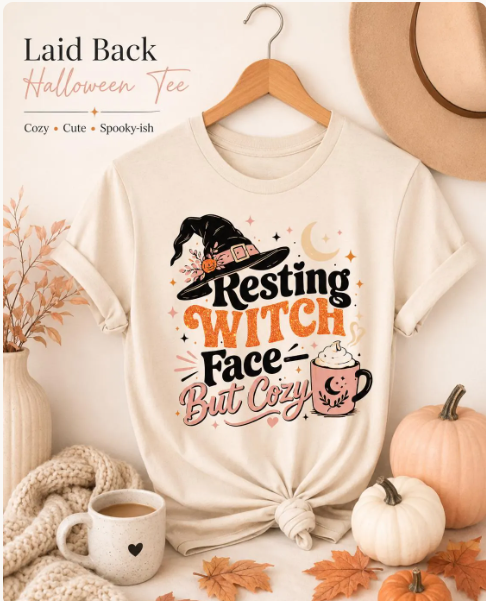 Resting Witch Face But Cozy Halloween Shirt, Spooky Season Graphic Tee